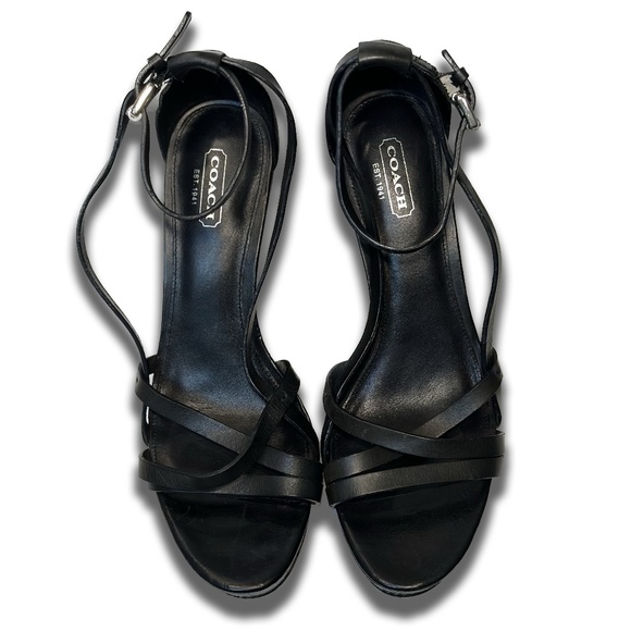 COACH MALEENA BLACK WEDGE HEELS - Picture 3 of 5